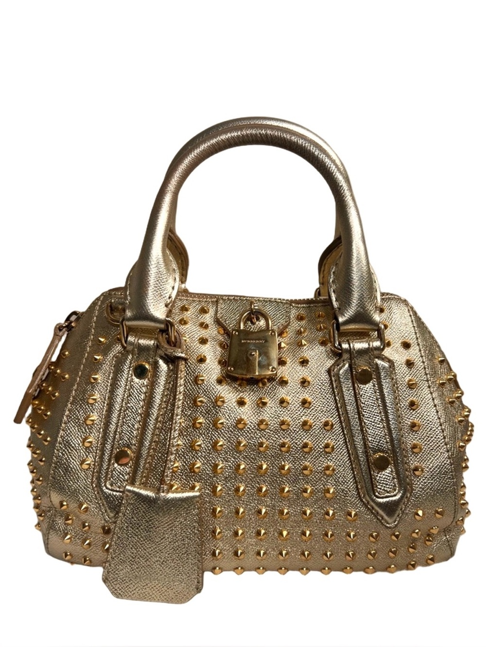 Burberry Gold Studded Bag with Strap